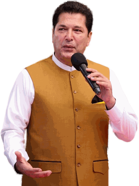 Bakhtiar Khattak singing into a handheld microphone